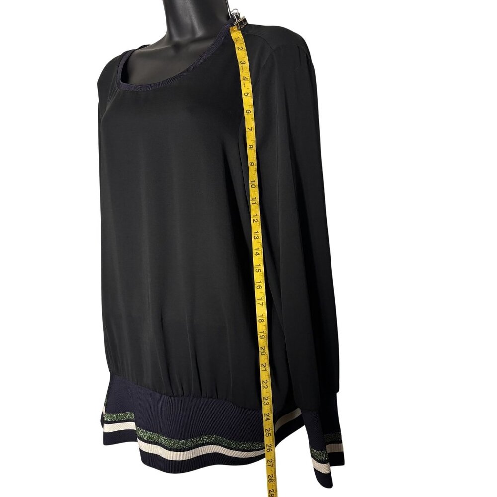 Scotch & Soda Maison Scotch Black Long Sleeve Top With Glitter Accents On Cuffs - Picture 8 of 13